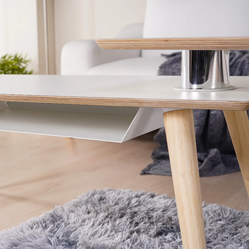 철제수납 원목다리 3단 상판 회전 좌식 소파 사각 거실테이블 화이트아이보리