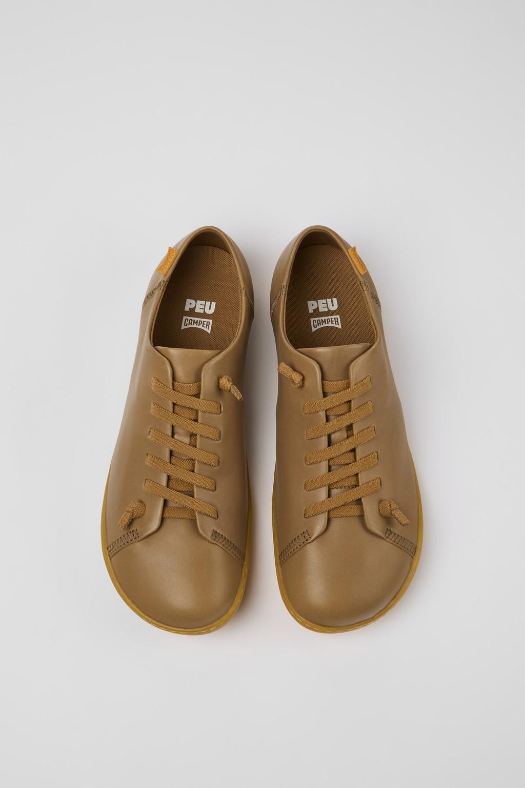캠퍼 컴포트 베이지 레더 남성 스니커즈 Peu K100249-054 BROWN - 상세 이미지 4