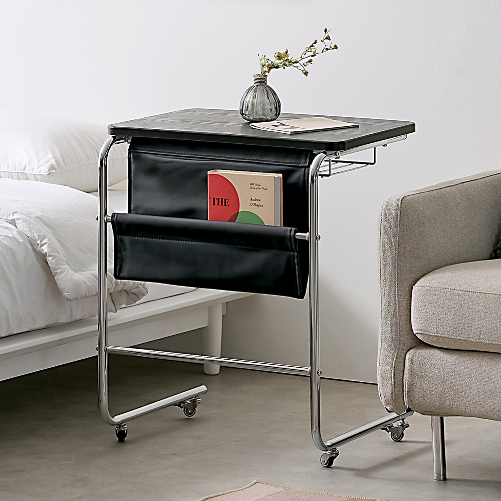 소파옆 티테이블 소파사이드테이블 이동식 거실 철제 수납형 블랙