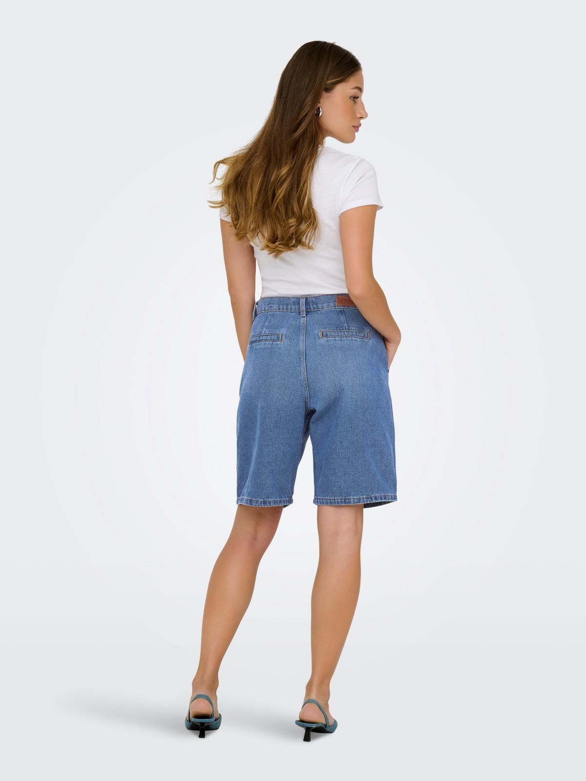 온리 와이드핏 데님 하프팬츠 캐주얼 베이직 15357994_2115 BLUE / MEDIUM BLUE DENIM - 상세 이미지 2