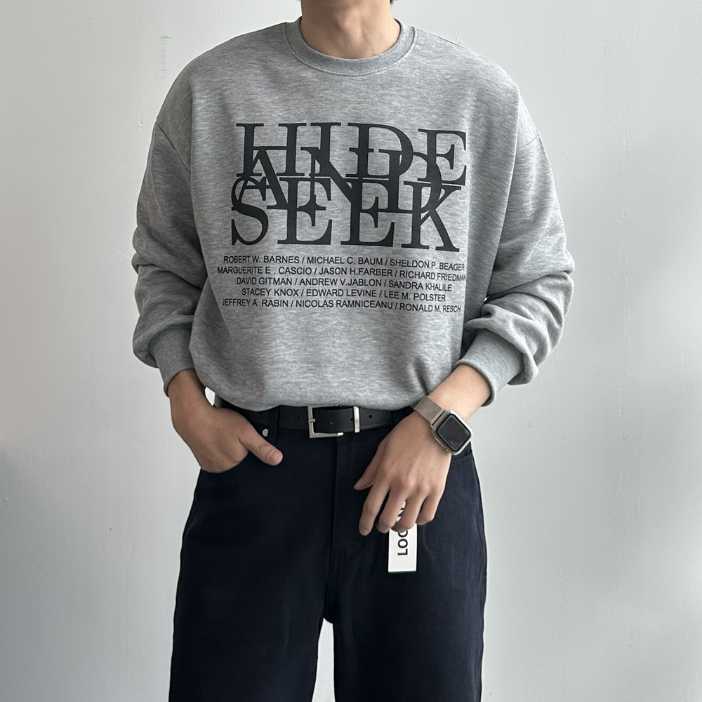 남자 기모맨투맨 오버핏 레터링 나염 겨울 티셔츠 커플 맨투맨 - 상품 이미지