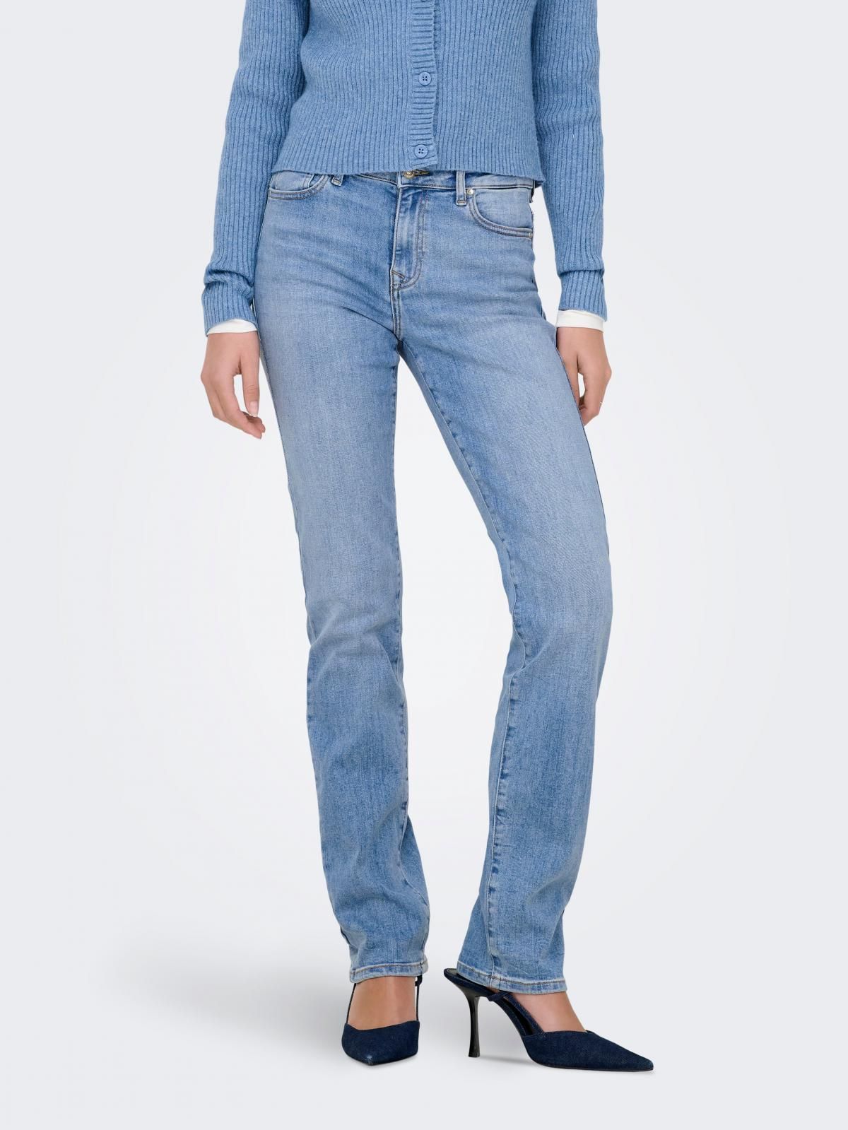 온리 미드웨이스트 슬림핏 스트레이트 청바지 15335171_2116 BLUE / LIGHT BLUE DENIM - 상품 이미지