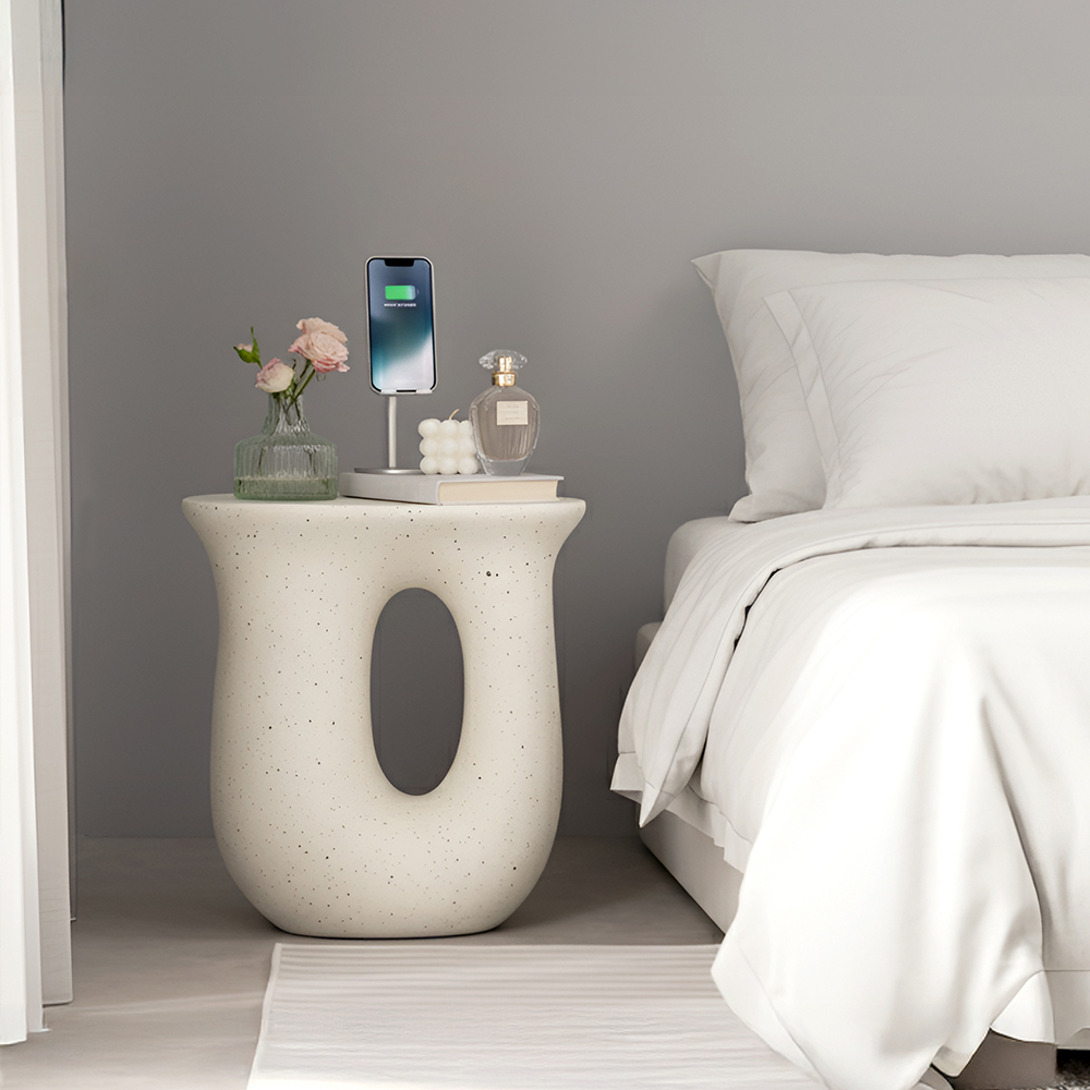 거실의 품격 원형 사이드테이블 미니 거실 쇼파 침대옆 테이블 크림아이보리