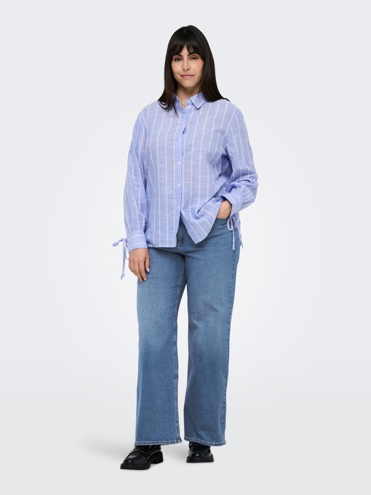 온리 빅사이즈 하이웨이스트 와이드핏 청바지 15355016_2116 BLUE / LIGHT BLUE DENIM - 상세 이미지 5