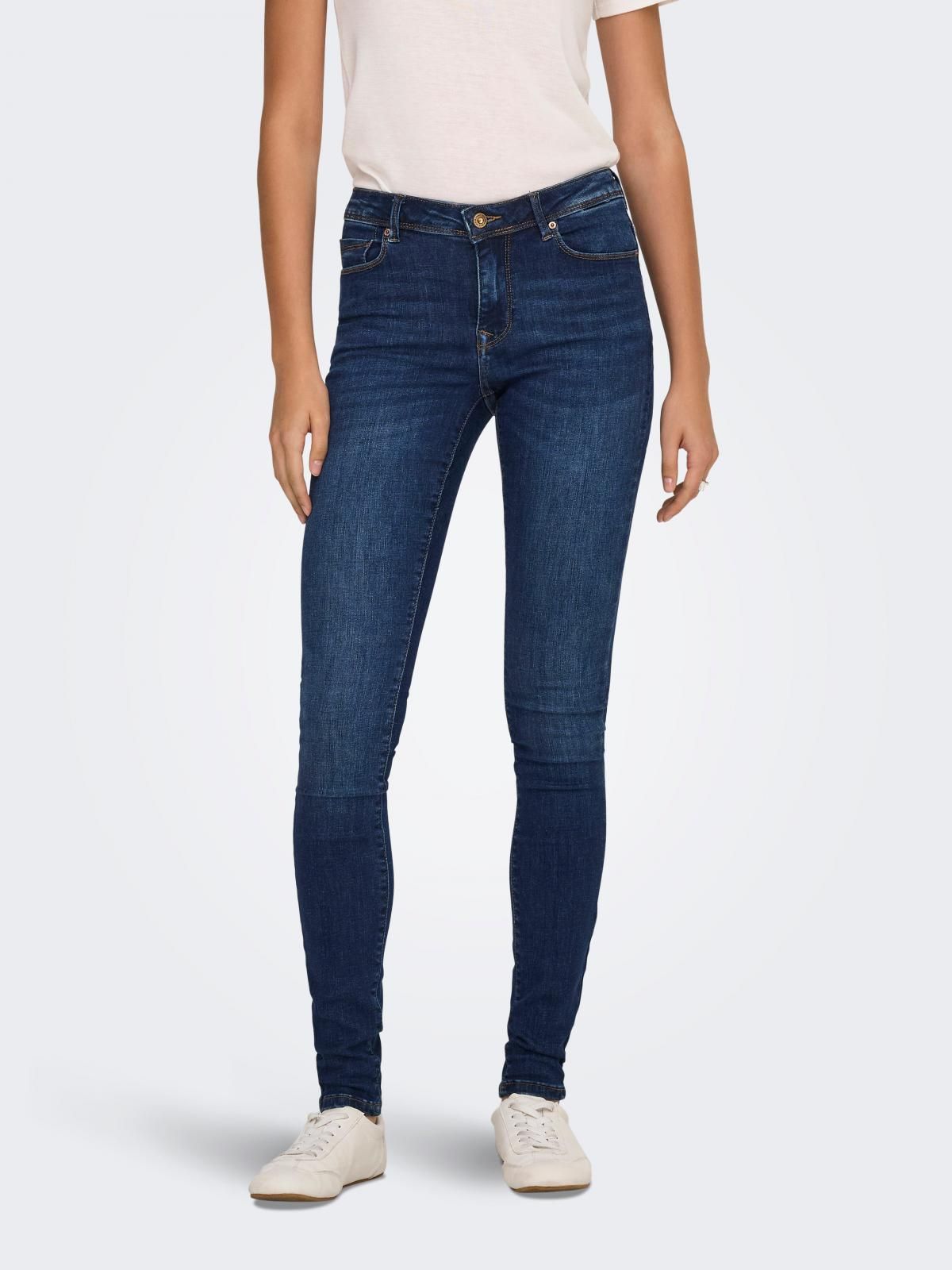 온리 미드웨이스트 스키니핏 청바지 15366666_2114 BLUE / DARK BLUE DENIM - 상품 이미지