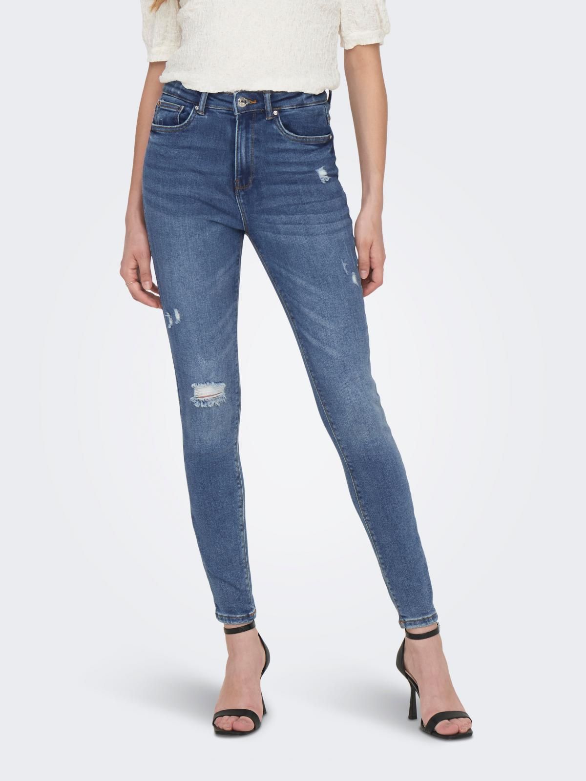 온리 하이웨이스트 데님 스키니핏 진 15195399_2115 BLUE / MEDIUM BLUE DENIM - 상품 이미지