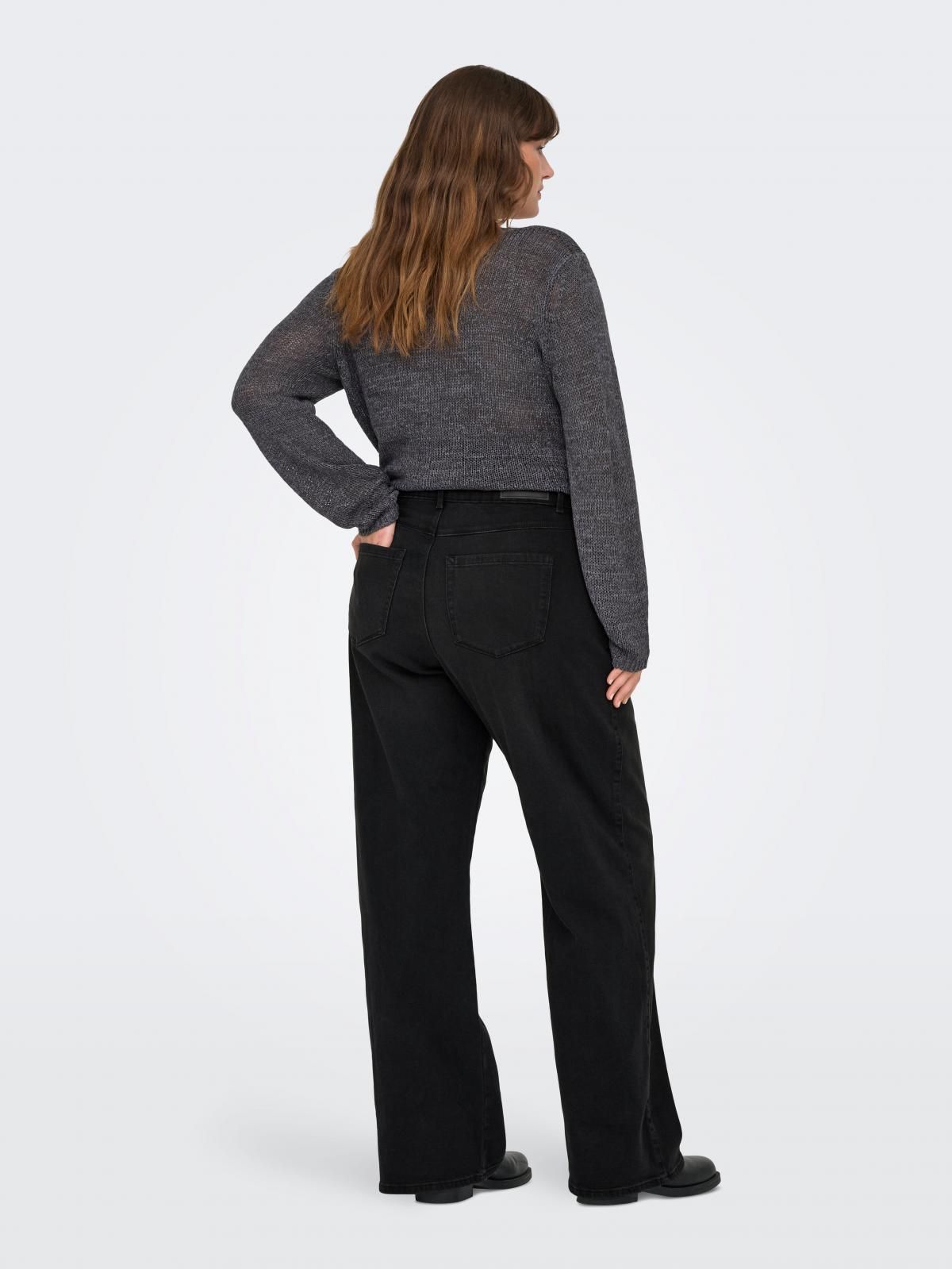 온리 빅사이즈 하이웨이스트 와이드 데님 팬츠 15353147_8183 BLACK / WASHED BLACK - 상세 이미지 2
