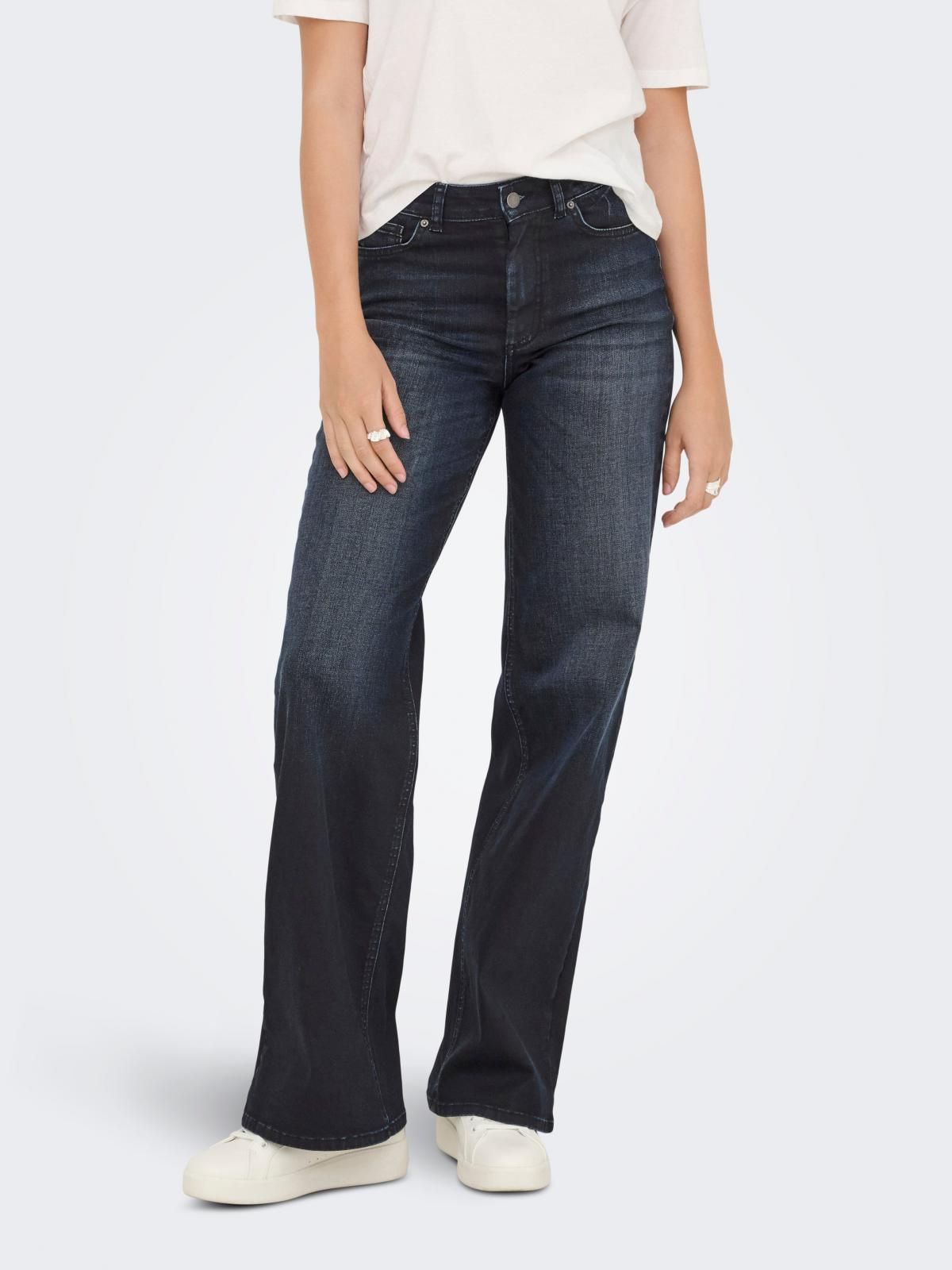 온리 하이웨이스트 데님 와이드핏 청바지 15353702_2114_1203958 BLUE / DARK BLUE DENIM - 상품 이미지