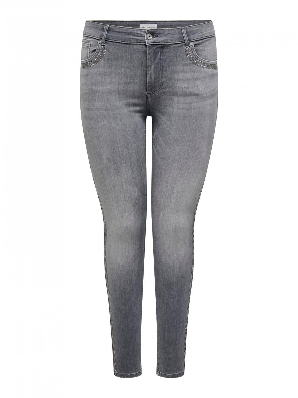 온리 플러스사이즈 스키니핏 데님 팬츠 15335643_2104 GREY / DARK GREY DENIM - 상세 이미지 3