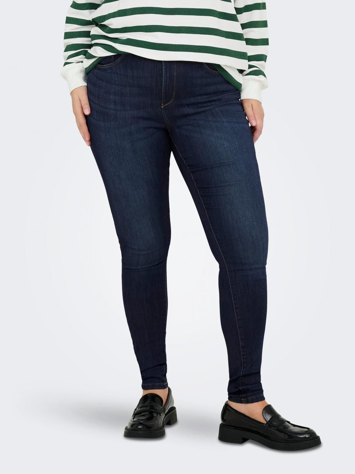 온리 플러스사이즈 데님 스키니핏 청바지 15327086_2114 BLUE / DARK BLUE DENIM - 상품 이미지