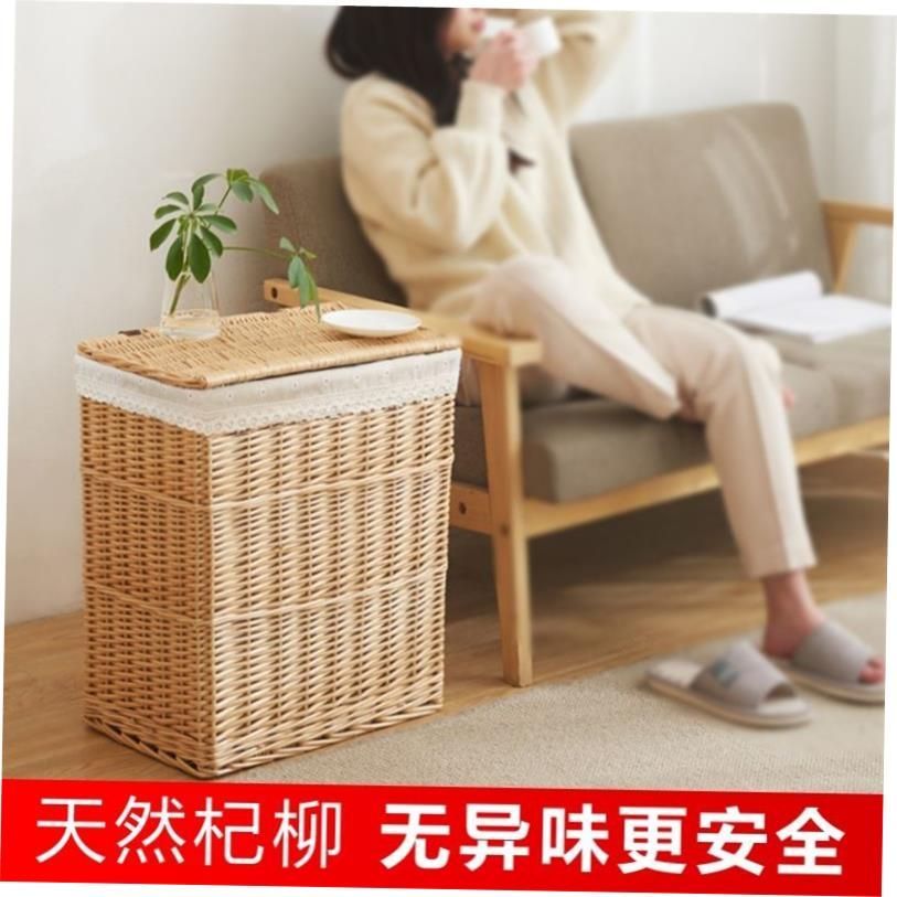 빨래통 소형 빨래바구니 사각 수납함 중형 라탄 뚜껑있는 뚜껑 원색 눈송이 30x25x38 - 상세 이미지 2
