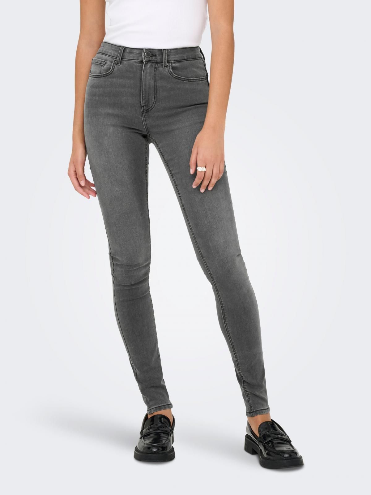 온리 테크니컬 하이웨이스트 스키니핏 데님 팬츠 15372343_3601 GREY / GREY DENIM - 상품 이미지