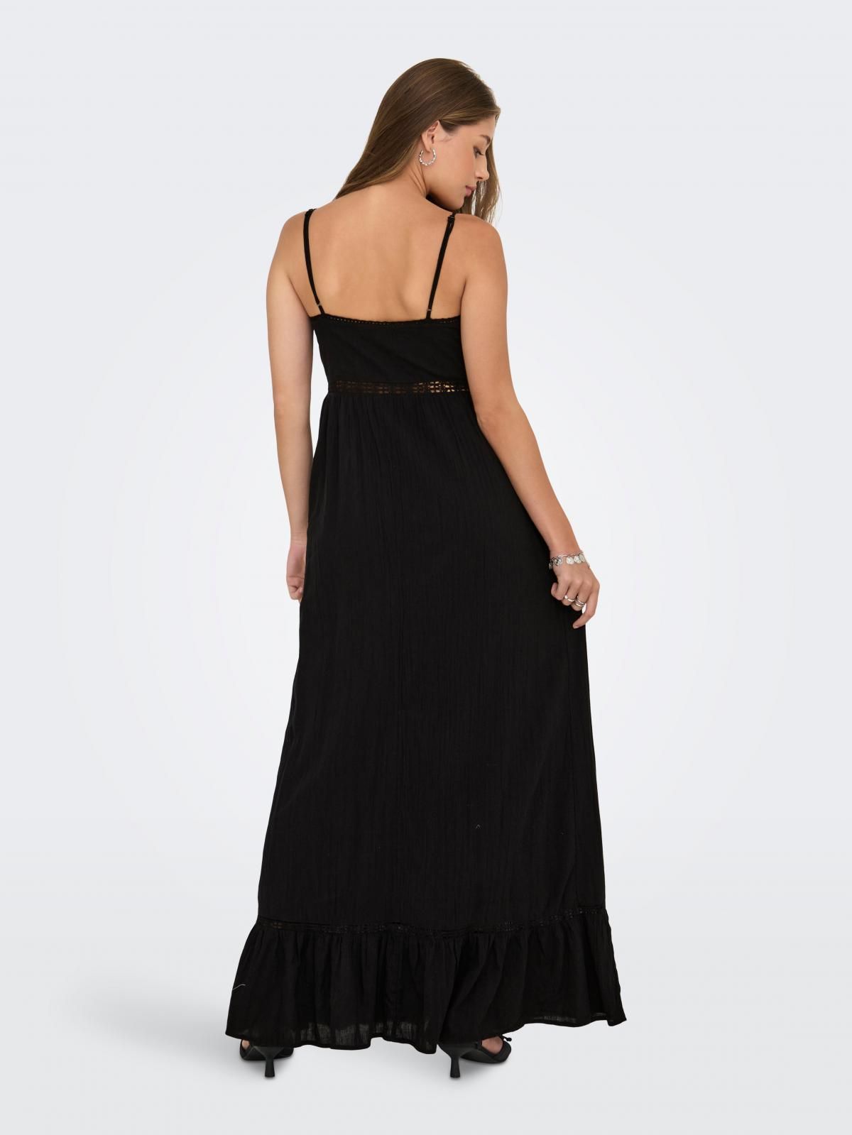 온리 트렌디 브이넥 슬리브리스 롱 원피스 15365895_2161 BLACK / BLACK - 상세 이미지 3