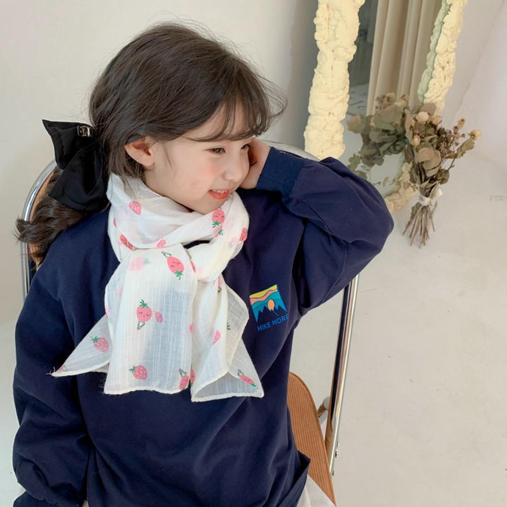 딸기 롱 스카프 면 캐주얼 코튼 키즈 어린이 사계절 머플러 - 상품 이미지