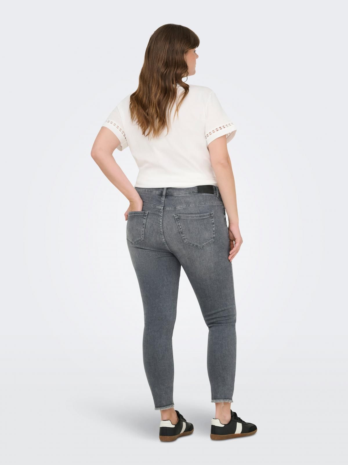 온리 플러스사이즈 데님 스키니핏 청바지 15353072_2104 GREY / DARK GREY DENIM - 상세 이미지 3