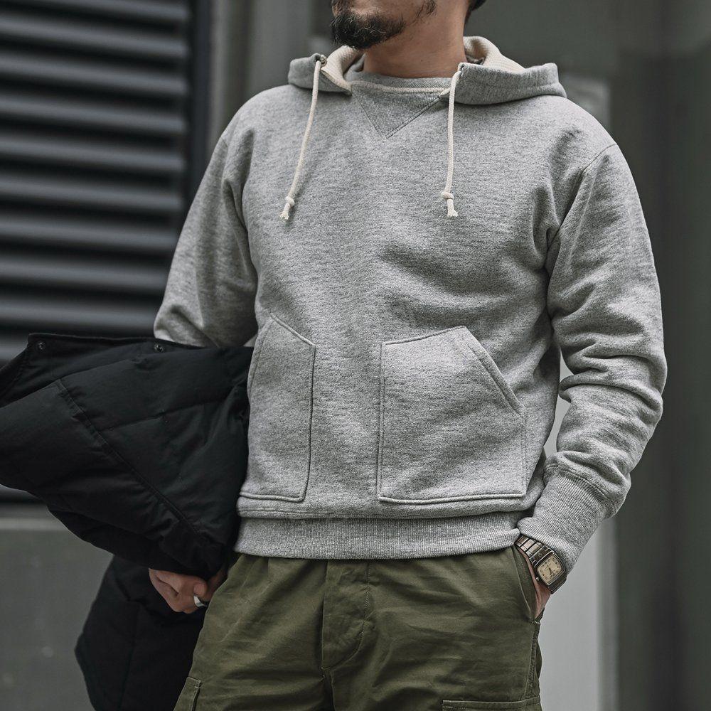브론슨 BRONSON 회색 후드 면 두꺼운 테리 헤비 헴프 그레이 풀오버 스웨트셔츠 회색 M - 상품 이미지