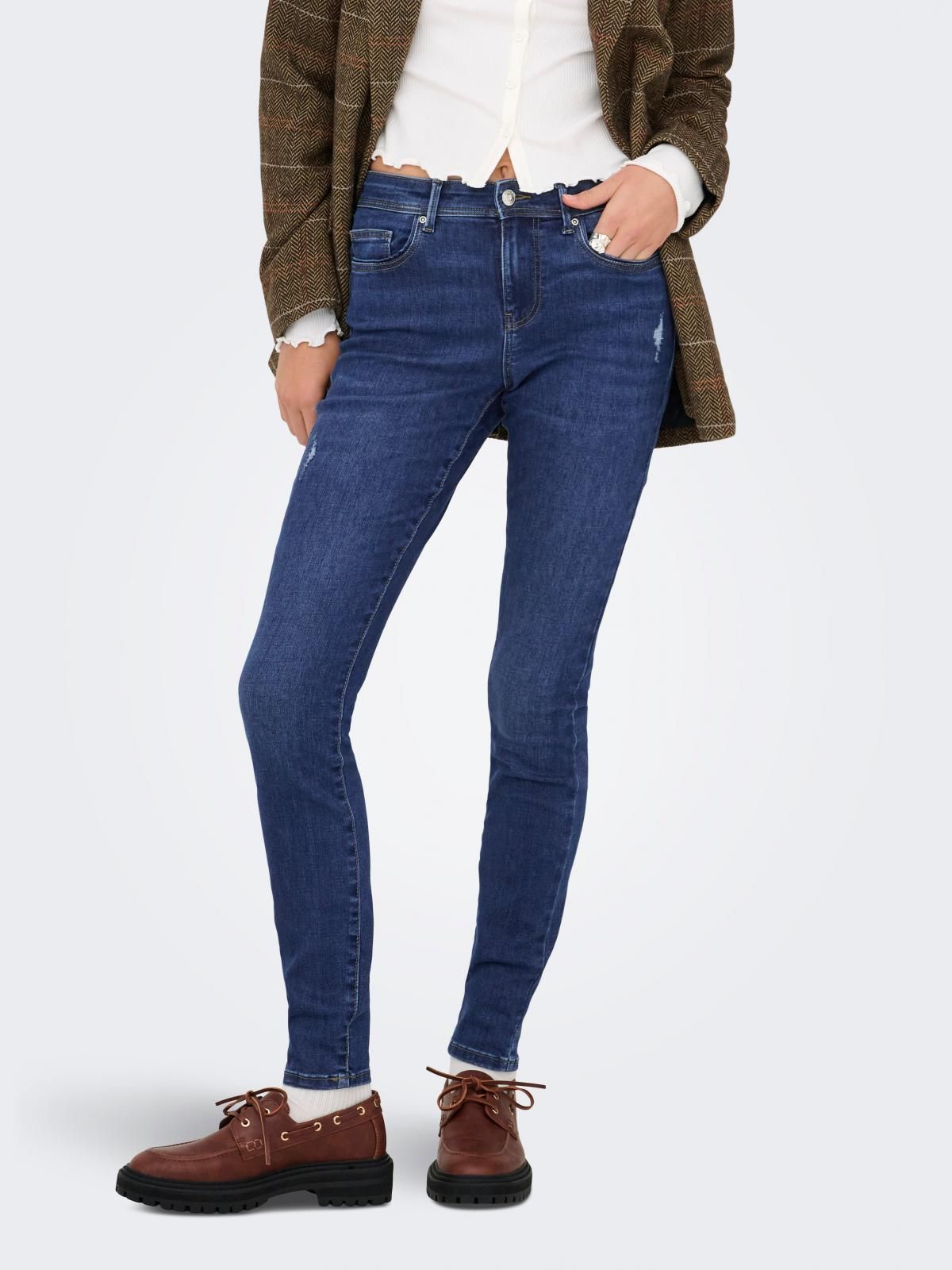 온리 데님 미드웨이스트 스키니핏 청바지 15372344_2115 BLUE / MEDIUM BLUE DENIM - 상품 이미지