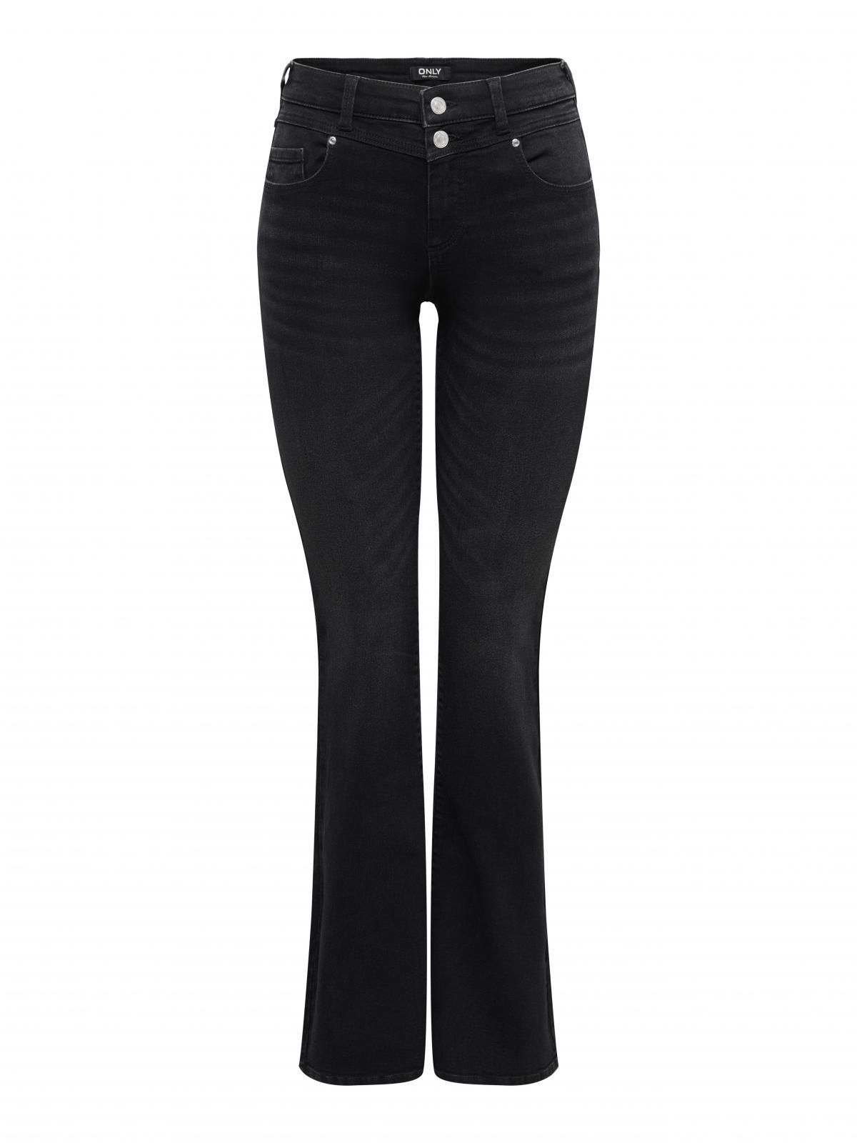 온리 블랙 하이웨이스트 플레어핏 데님팬츠 15372914_8183 BLACK / WASHED BLACK - 상품 이미지