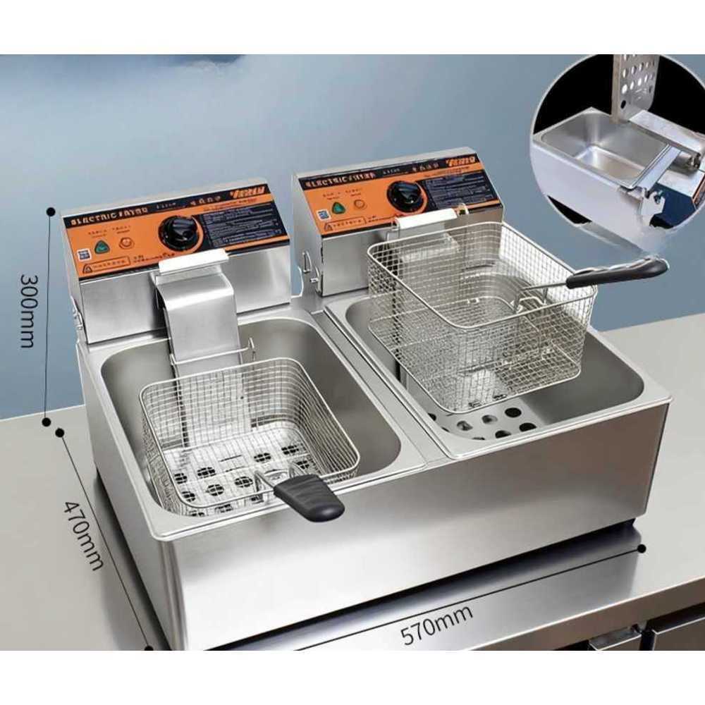 업소용 튀김기 대용량 전기 프라이어 식당 조리 기계 단일 12L 3500W 핸들 - 상세 이미지 3