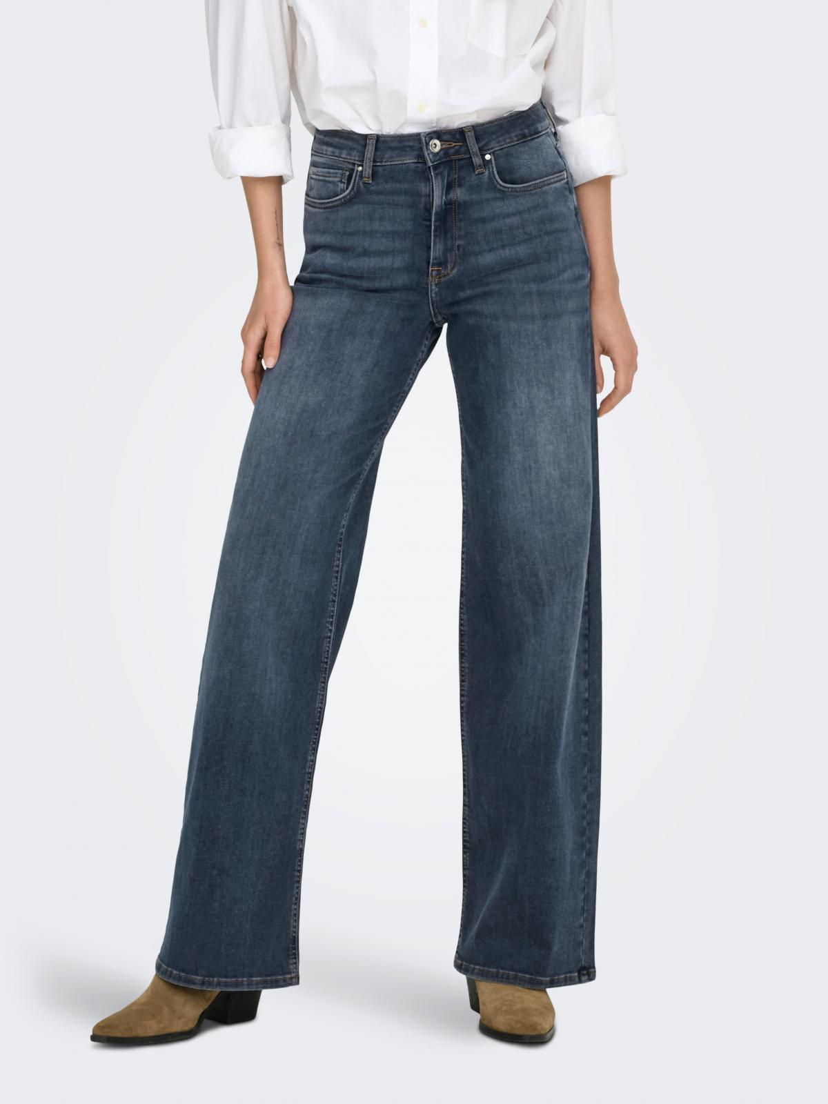 온리 하이웨이스트 데님 와이드핏 진 15339459_6603 BLACK / BLUE BLACK DENIM - 상품 이미지