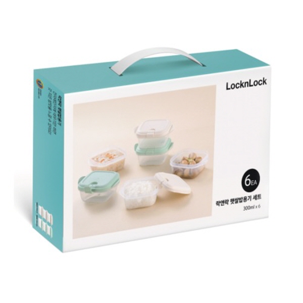 락앤락 햇쌀밥 전자렌지용기 300ml 6조세트 밥보관용기 냉장냉동식품보관 전자레인지용 - 상품 이미지