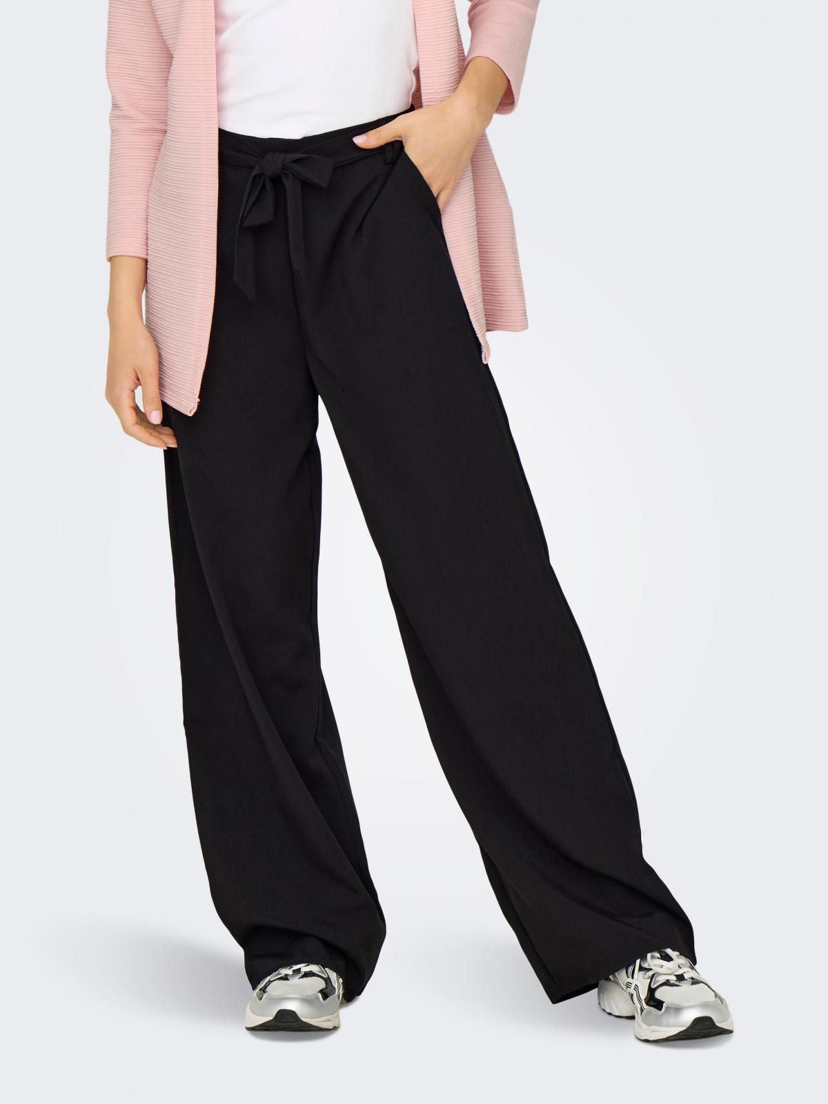 온리 테크니컬 와이드핏 블랙 팔라조 팬츠 15335560_2161 BLACK / BLACK - 상품 이미지