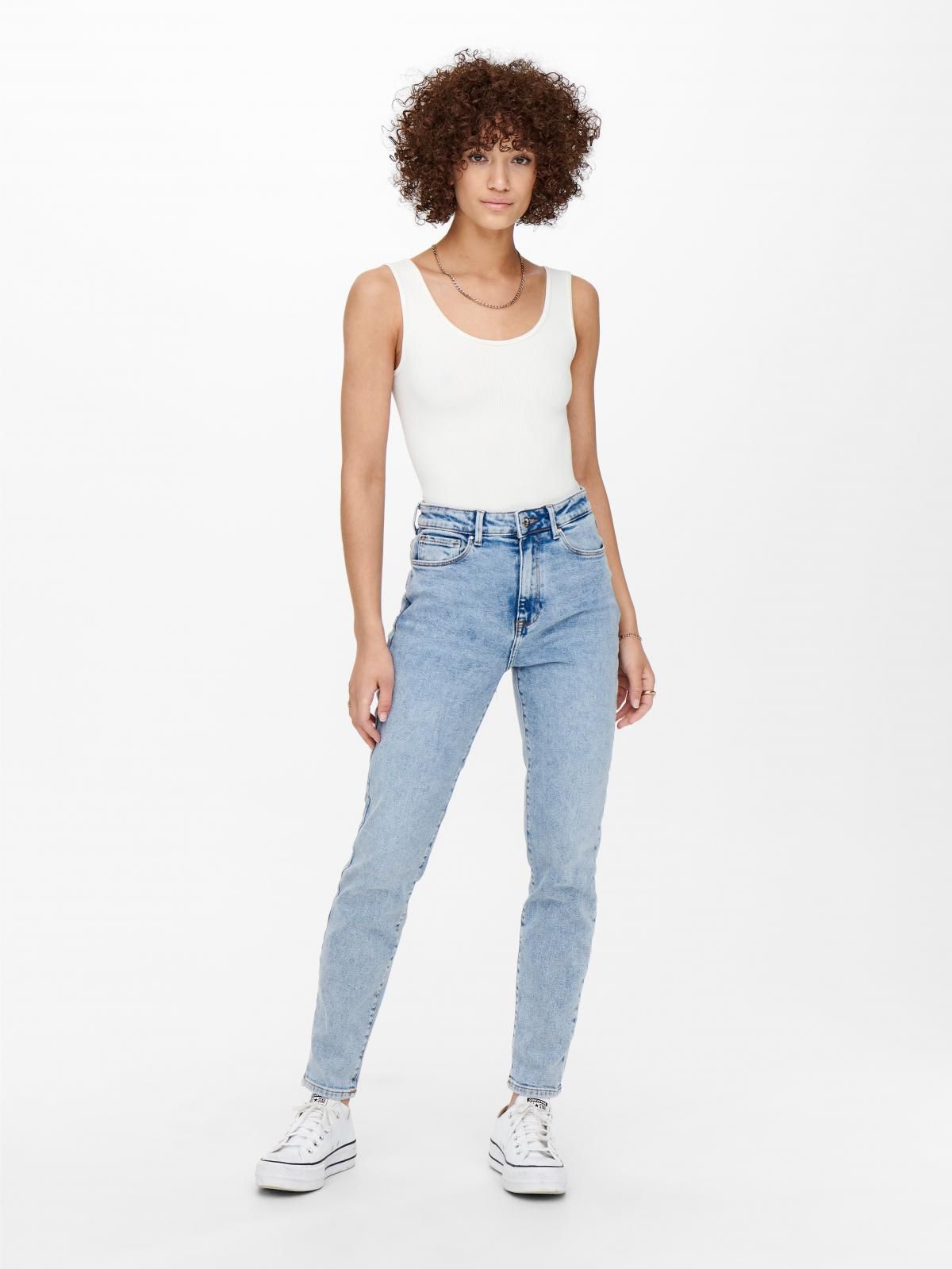 온리 연청 하이웨이스트 스트레이트핏 데님진 15248715_2116 BLUE / LIGHT BLUE DENIM - 상세 이미지 5