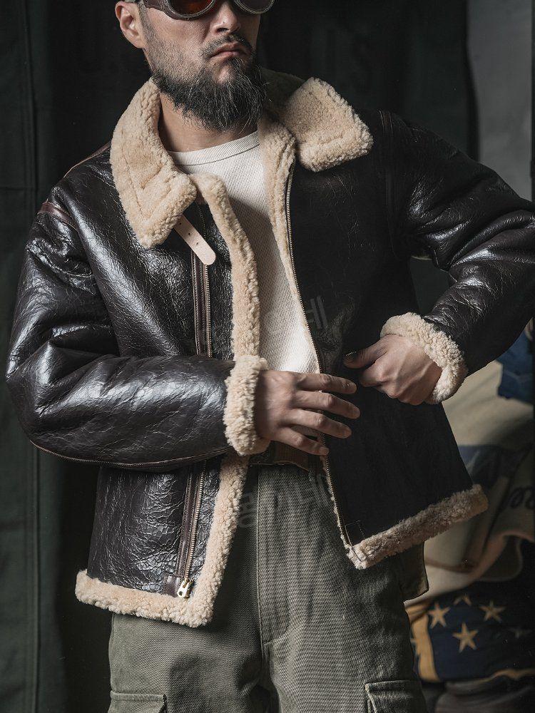브론슨 BRONSON D-1 양가죽 기계공 털 통합 기계 재킷 D1 코트 커피 M - 상세 이미지 2