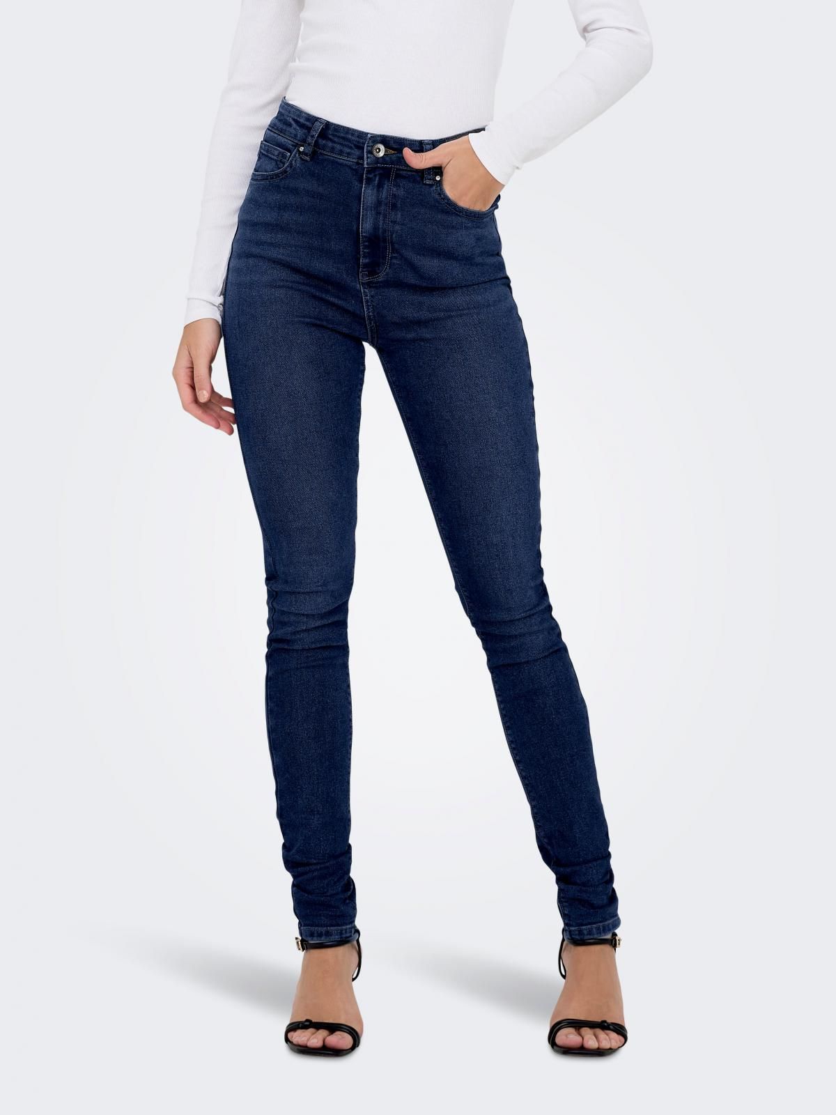 온리 하이웨이스트 데님 스키니핏 청바지 15309884_7024 BLUE / DARK MEDIUM BLUE DENIM - 상품 이미지