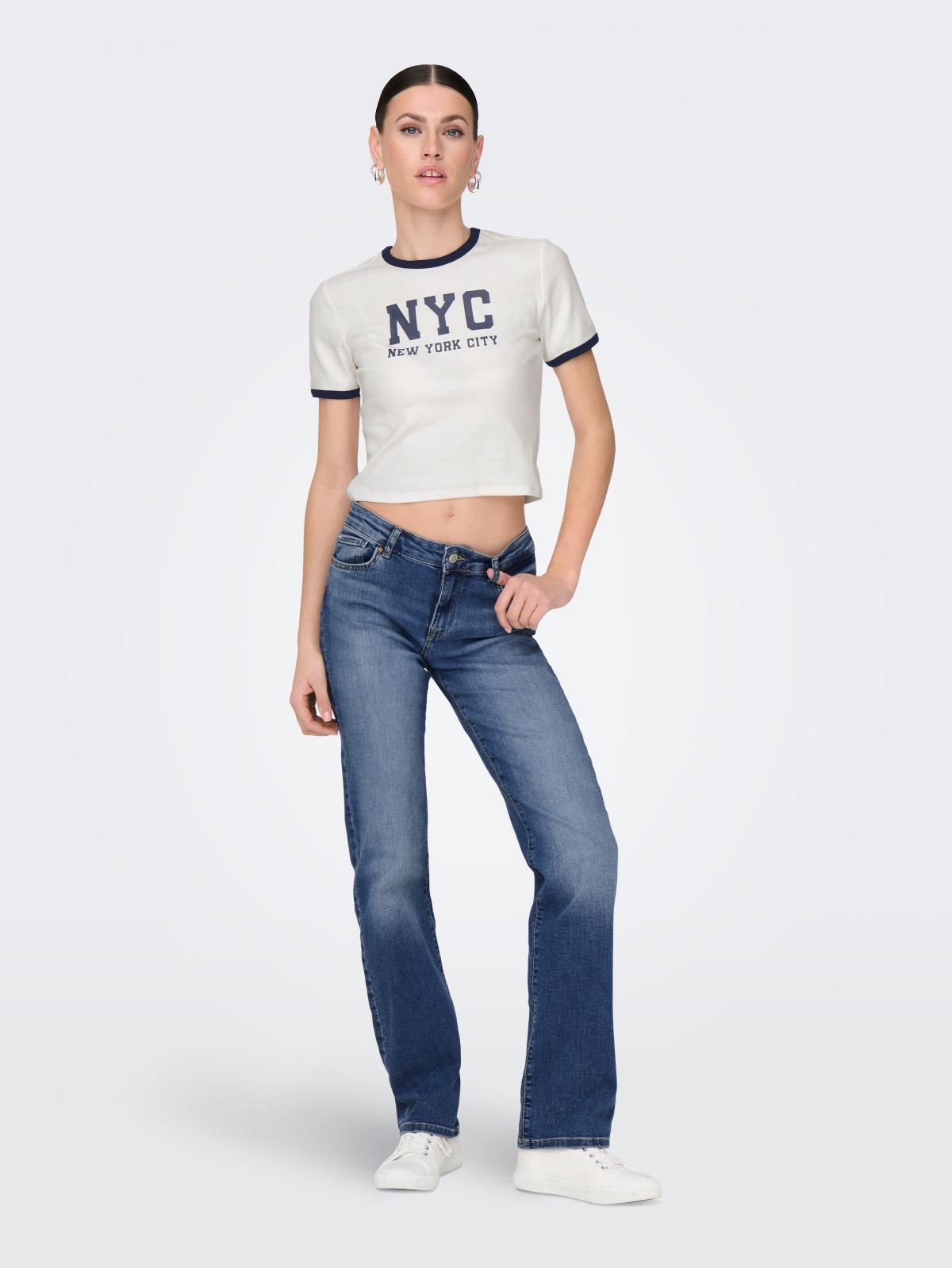 온리 미드웨이스트 스트레이트핏 데님 청바지 15252212_2115 BLUE / MEDIUM BLUE DENIM - 상세 이미지 5