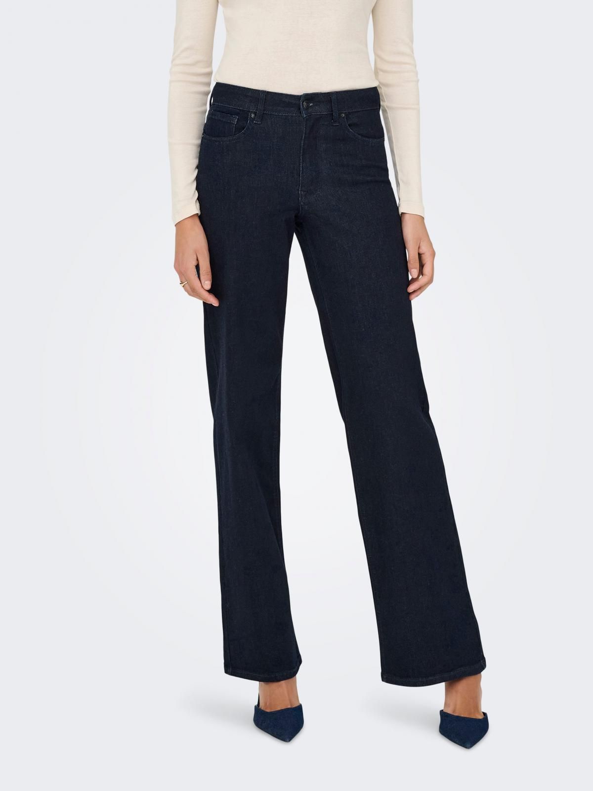 온리 하이웨이스트 데님 와이드핏 청바지 15366663_2114_1249192 BLUE / DARK BLUE DENIM - 상품 이미지