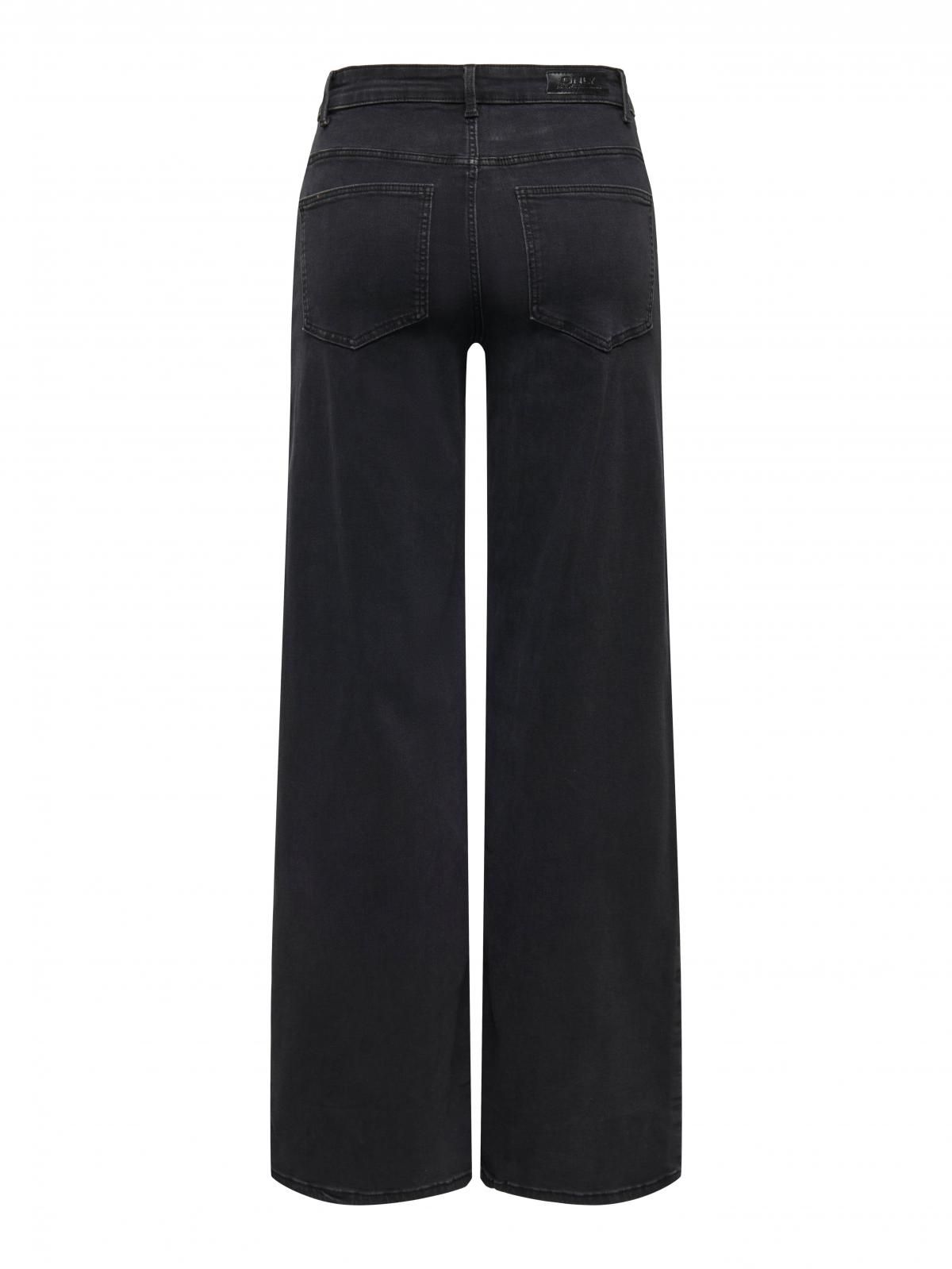 온리 하이웨이스트 와이드핏 블랙 데님 청바지 15366662_8183 BLACK / WASHED BLACK - 상세 이미지 4