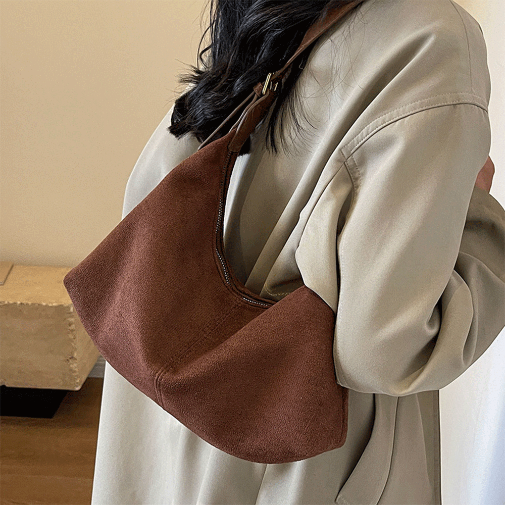 아르니 데일리무드 부드러운 스웨이드 여성 호보백 데일리 숄더백 크로스백 - 상세 이미지 4