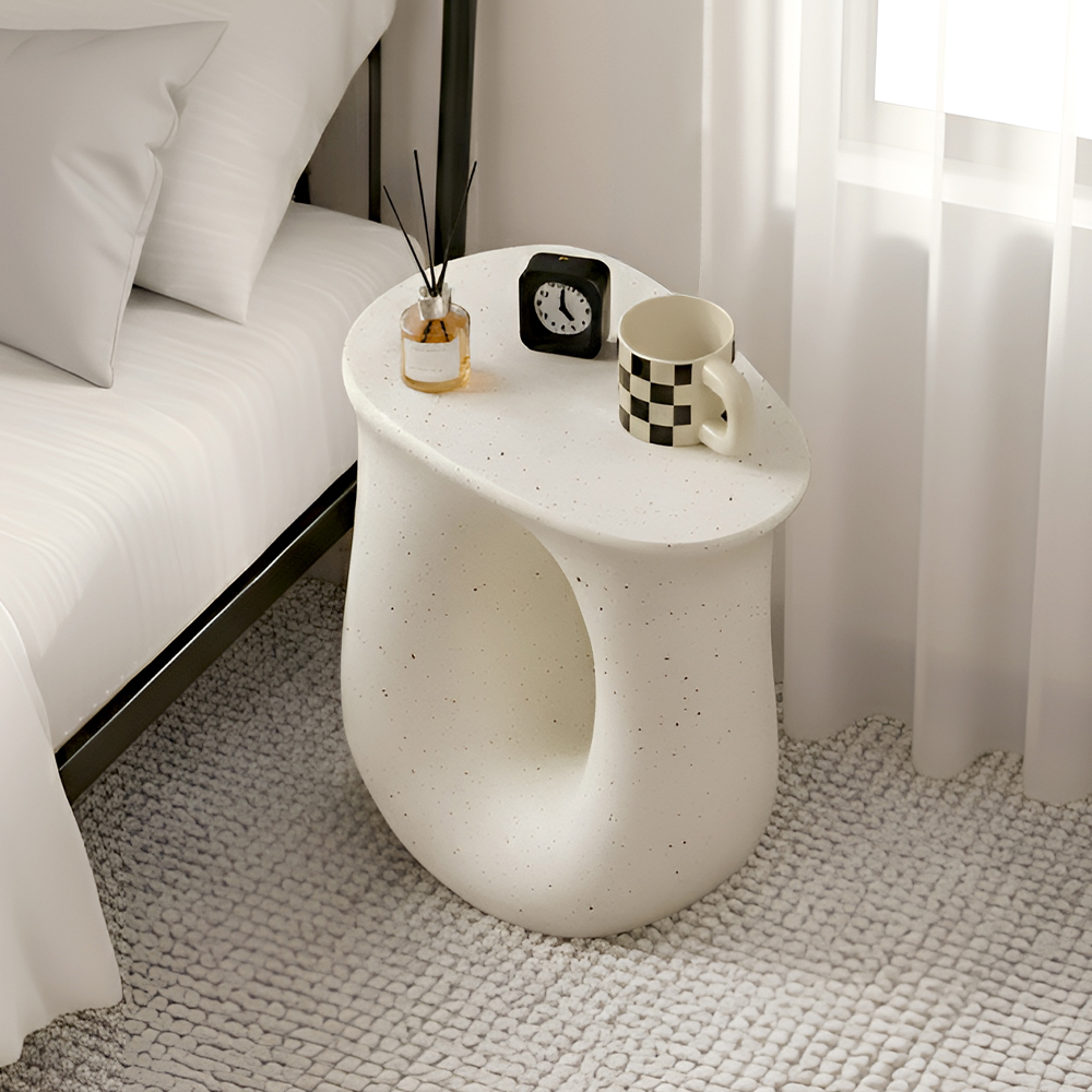 거실의 품격 원형 사이드테이블 미니 거실 쇼파 침대옆 테이블 크림아이보리