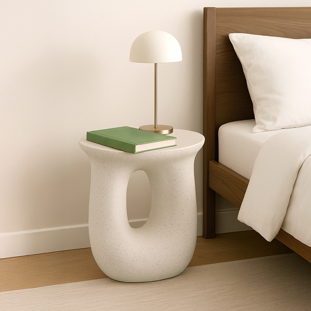 거실의 품격 원형 사이드테이블 미니 거실 쇼파 침대옆 테이블 크림아이보리