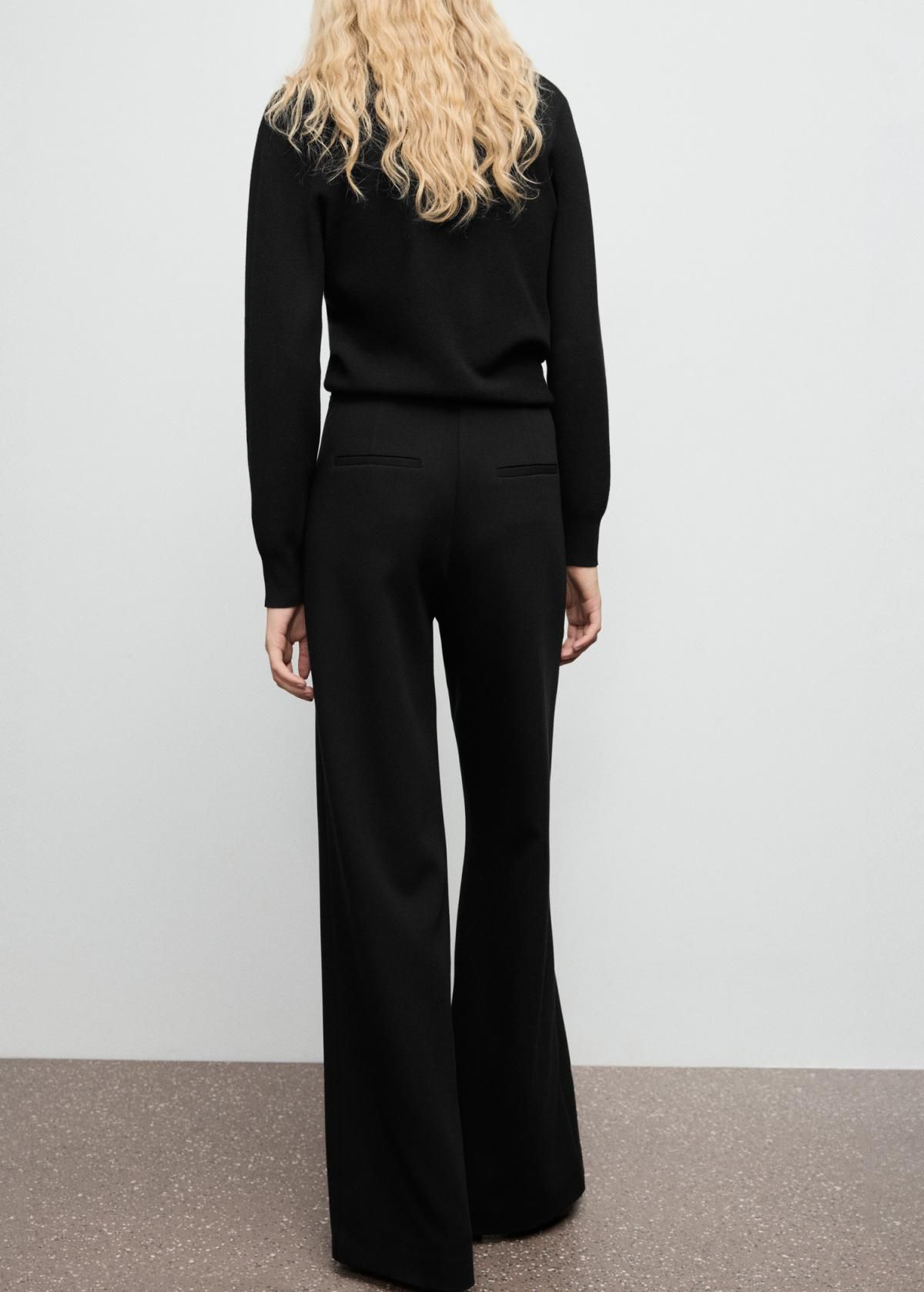 망고 버튼 디테일 와이드 팬츠 27180650 NEGRO - 상세 이미지 3