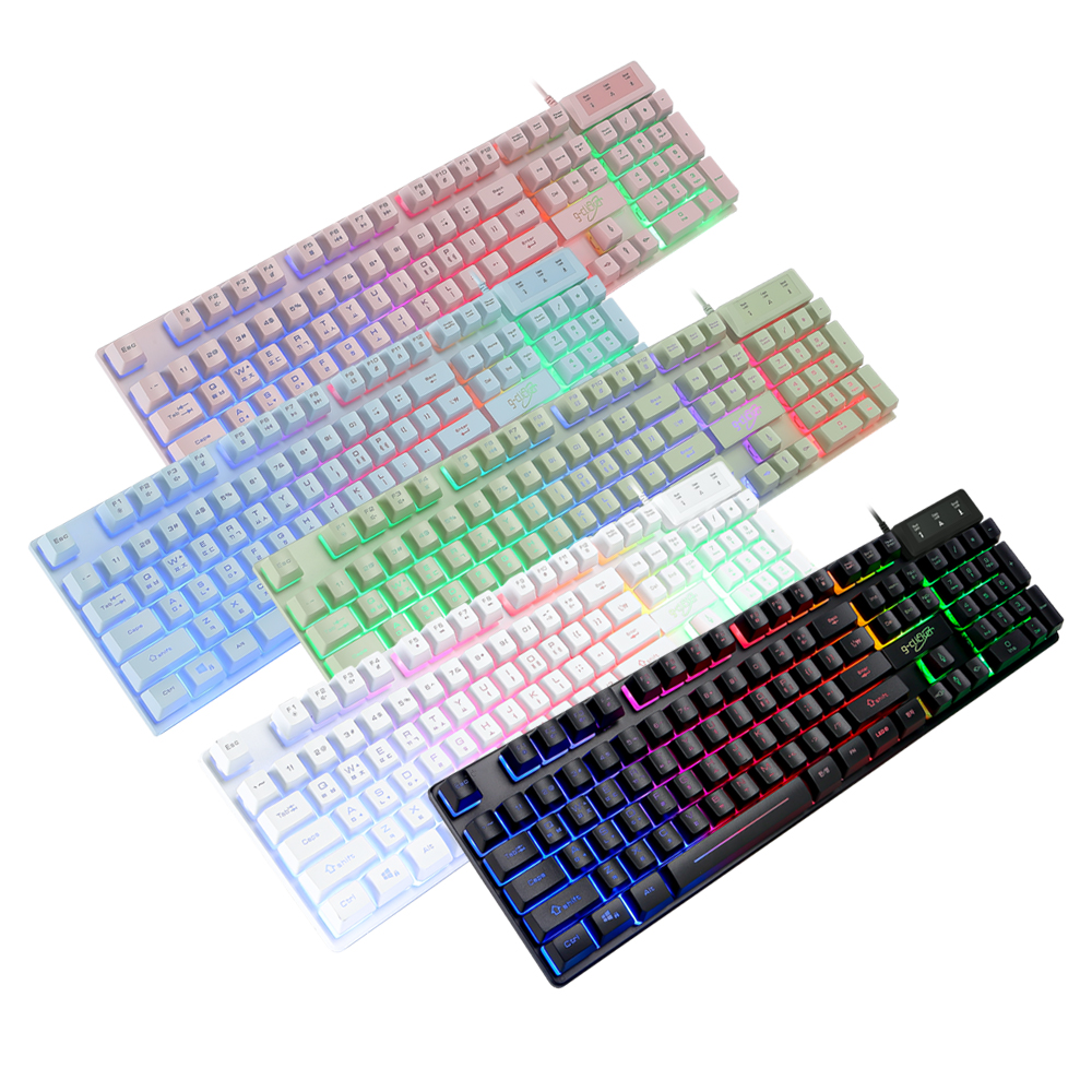 지클릭커 슈퍼히어로 G3 Plus 104키 레인보우 LED 게이밍 키보드 스카이블루 - 상세 이미지 2