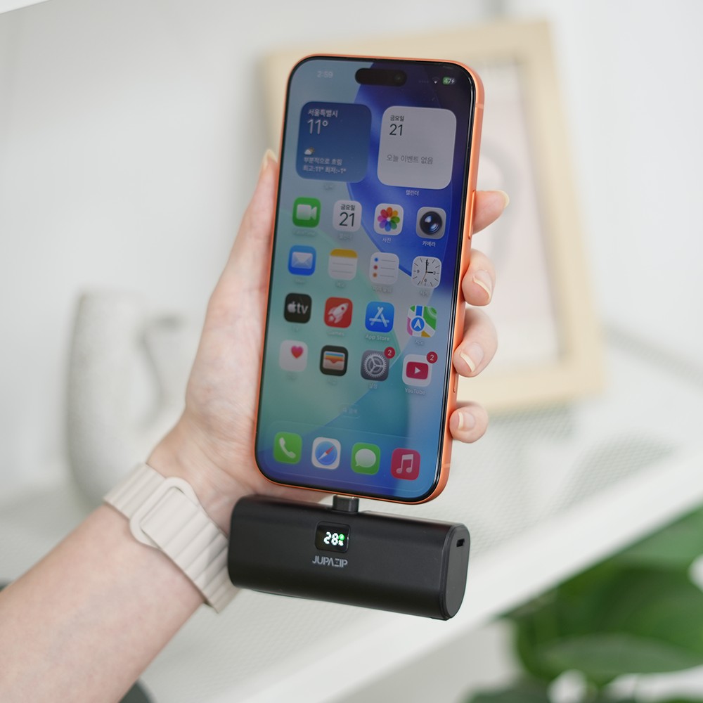 주파집 PD 20W 고속충전 난연 도킹형 미니 보조배터리 5000mAh PB01