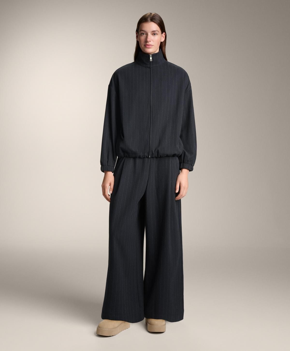 오이쇼 테크니컬 핀스트라이프 와이드 팬츠 4072/894 NAVY - 상세 이미지 2