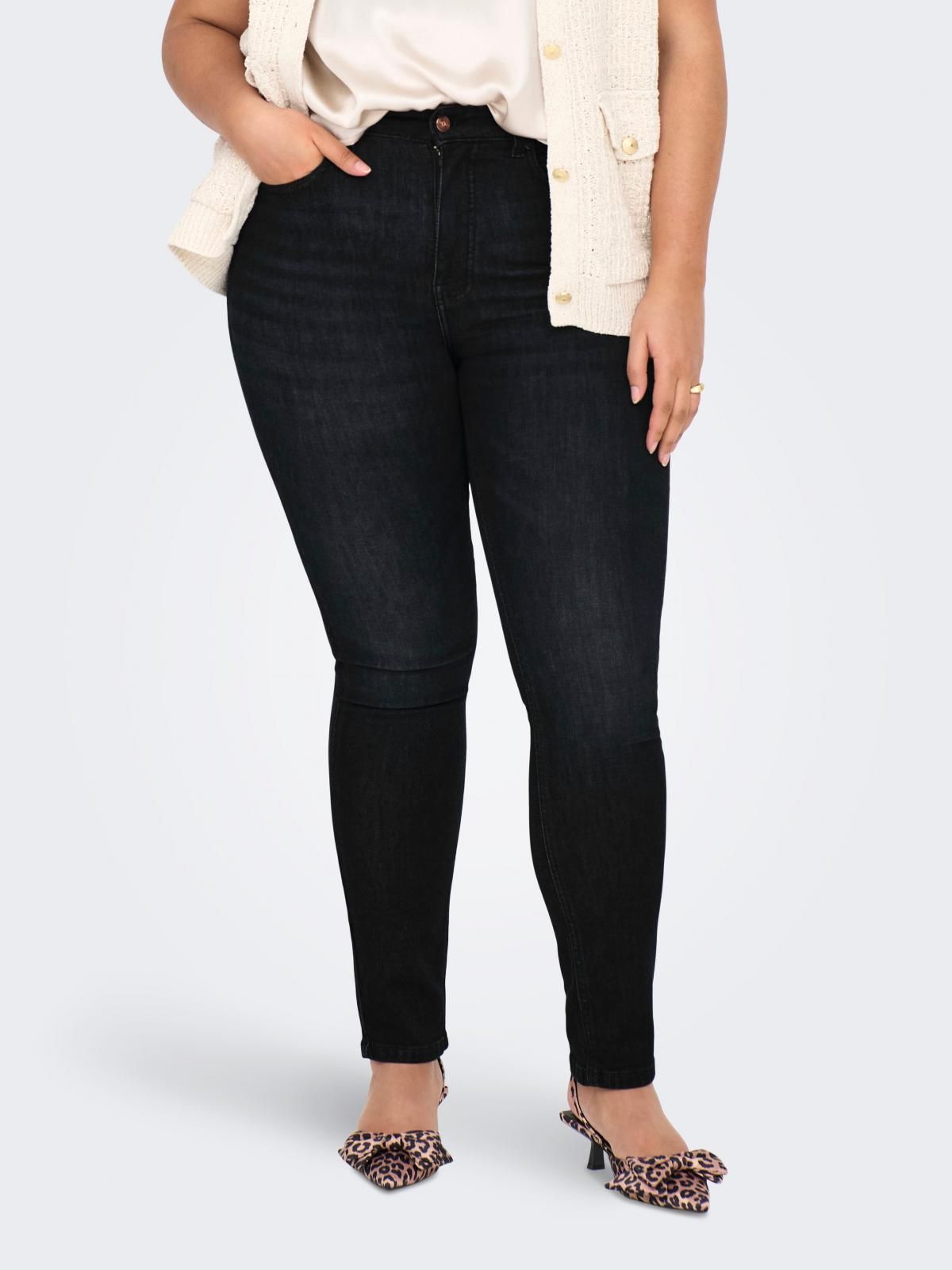 온리 플러스사이즈 스키니핏 데님 팬츠 15327440_6603 BLACK / BLUE BLACK DENIM - 상품 이미지