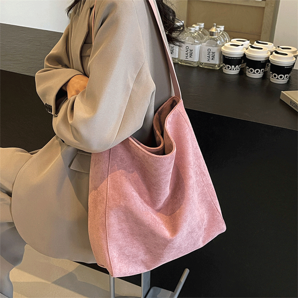 아르니 스웨이드 빅 레트로 스퀘어 숄더백 대용량 데일리 토트백 여성 가방 - 상세 이미지 2