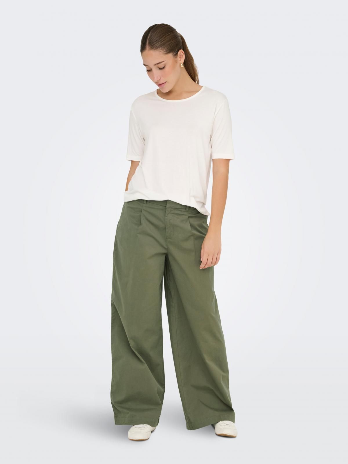 온리 와이드핏 테크니컬 미드웨이스트 팬츠 카키 15365822_4263 GREEN / KALAMATA - 상세 이미지 5