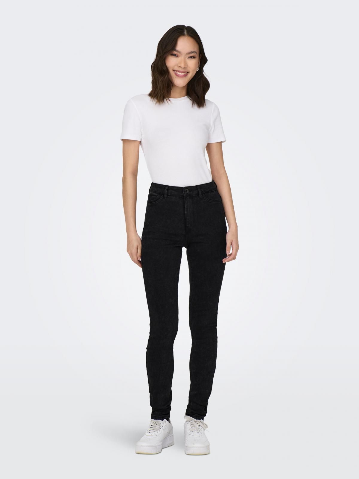 온리 하이웨이스트 스키니핏 데님 팬츠 블랙 15315352_8183 BLACK / WASHED BLACK - 상세 이미지 5