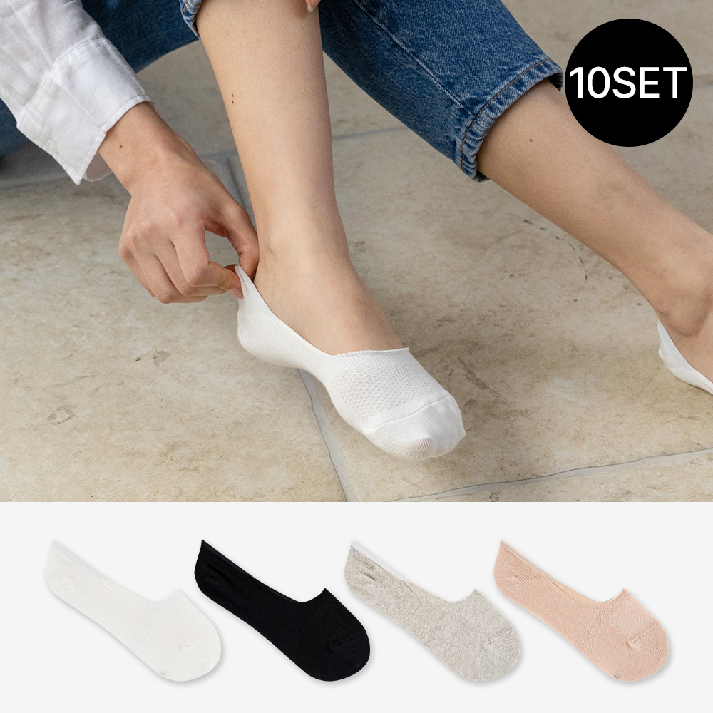 싹스탑 10켤레 여성 앞코보강 메쉬 페이크삭스 덧신 데일리 양말 - 상품 이미지