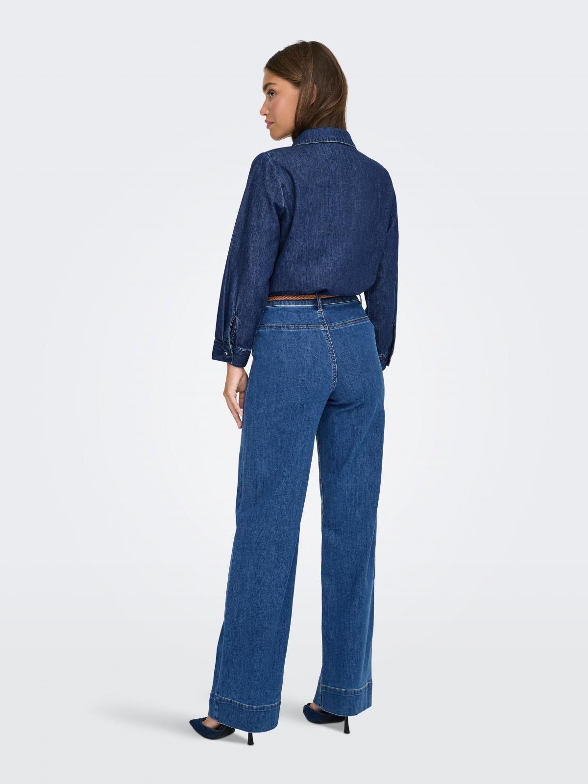 온리 하이웨이스트 데님 와이드핏 진 15360565_2114 BLUE / DARK BLUE DENIM - 상세 이미지 2