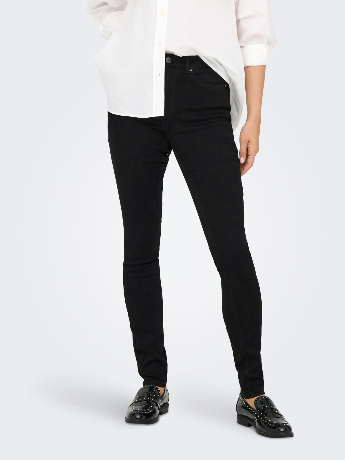 온리 블랙 하이웨이스트 스키니핏 데님 팬츠 15372339_2103 BLACK / BLACK DENIM - 메인 이미지