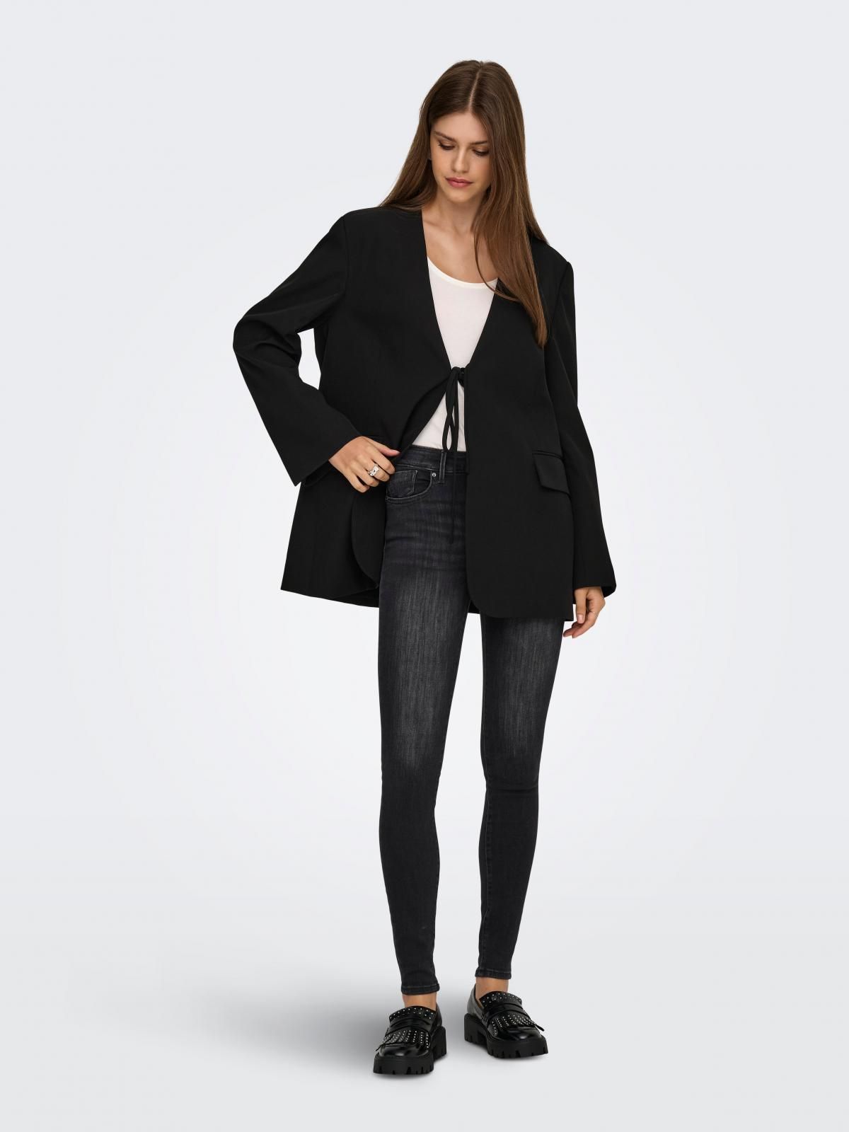 온리 미드웨이스트 스키니핏 데님 팬츠 15366668_8183 BLACK / WASHED BLACK - 상세 이미지 5