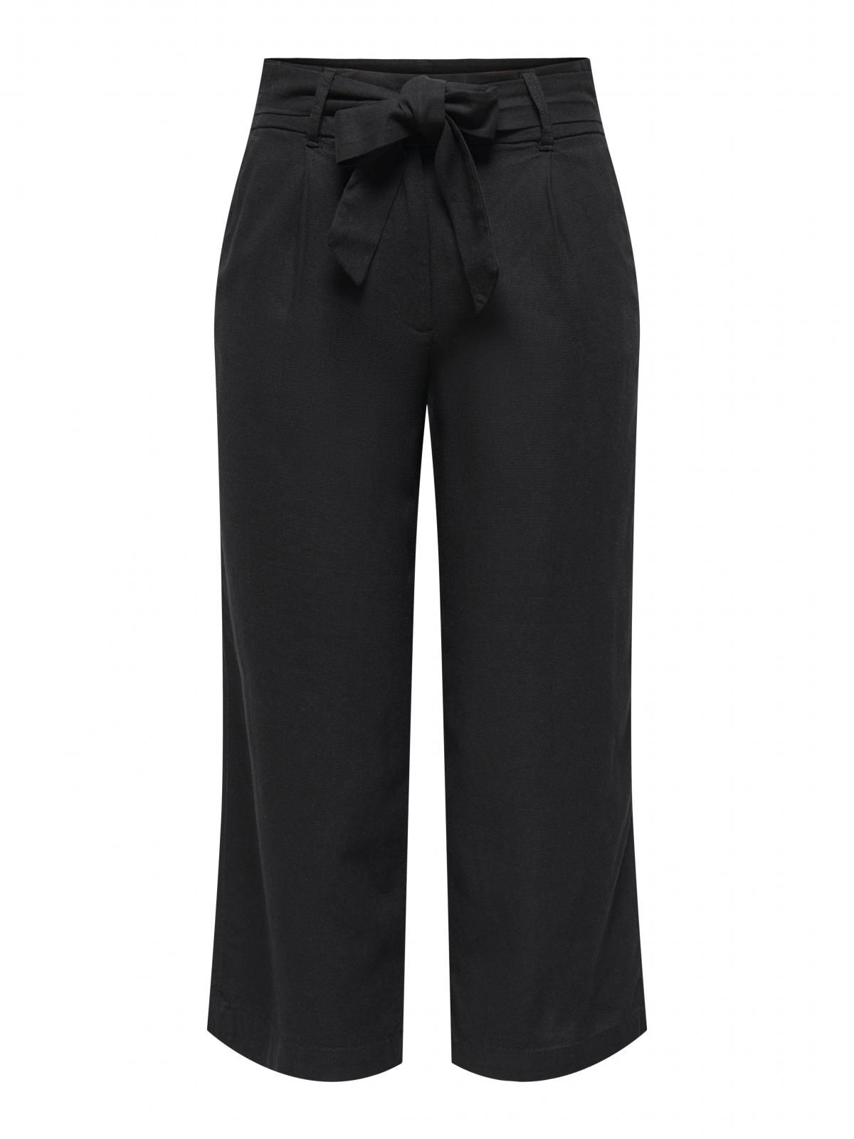온리 하이웨이스트 크롭 와이드 팬츠 벨트 15255128_2161 BLACK / BLACK - 상세 이미지 3