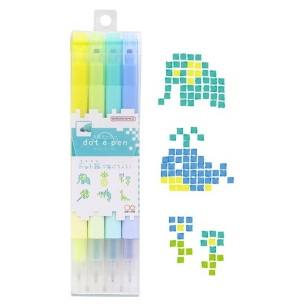 사각마커 도트 트윈펜 4개 B세트 다꾸용펜 형광펜세트 컬러마커 드로잉펜 필기용품세트 - 상품 이미지