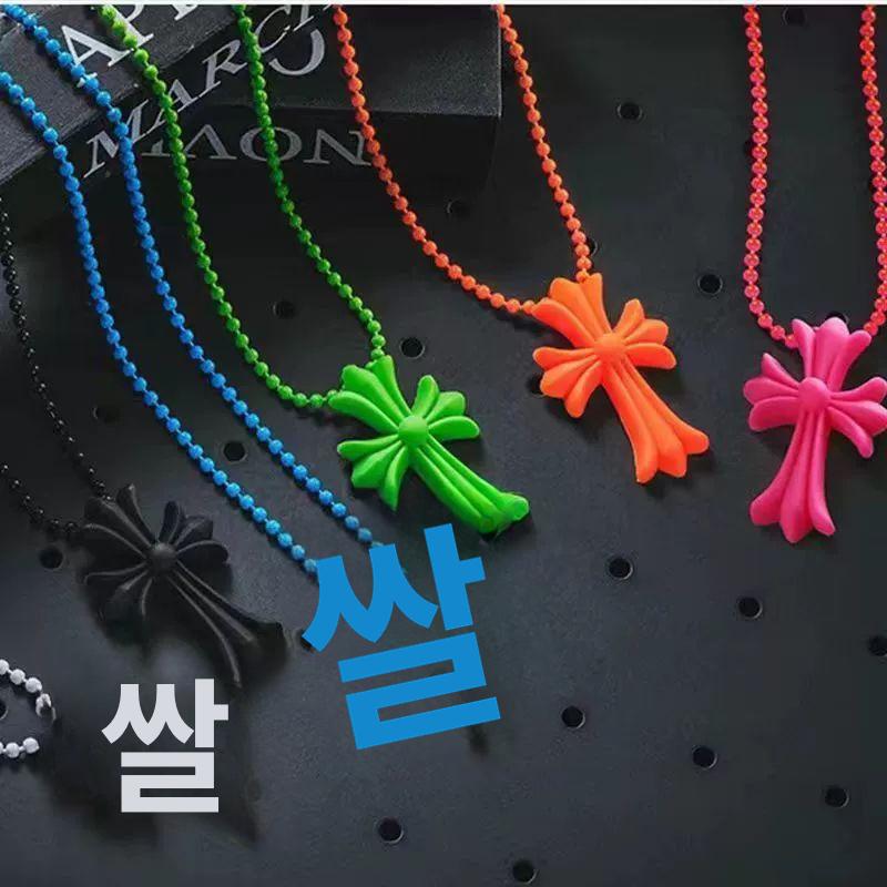 실리콘 목걸이 펜던트 패션 실리크롬 십자가목 복고풍 힙합 - 상세 이미지 5